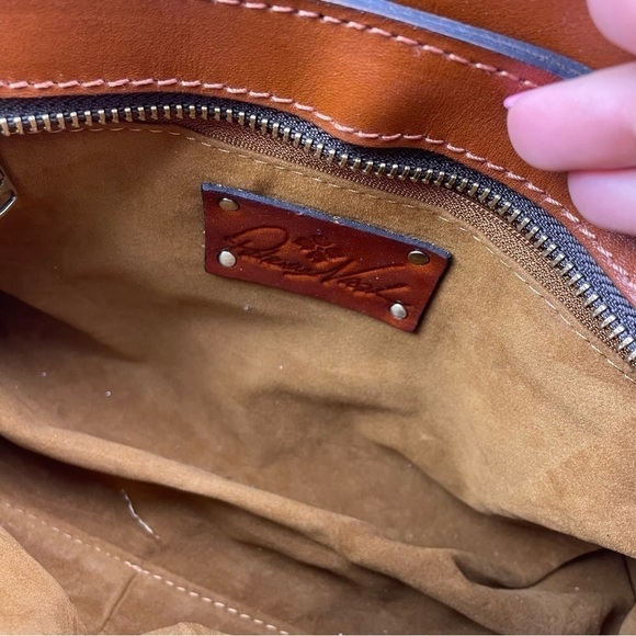 Patricia Nash Rosina Tan Tooled Leather Satchel Bag Floral Cutout Purse NWT - Picture 5 of 9